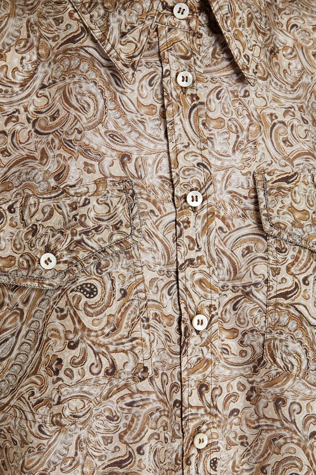 BRUNELLO CUCINELLI Bead-embellished printed silk-habotai shirt