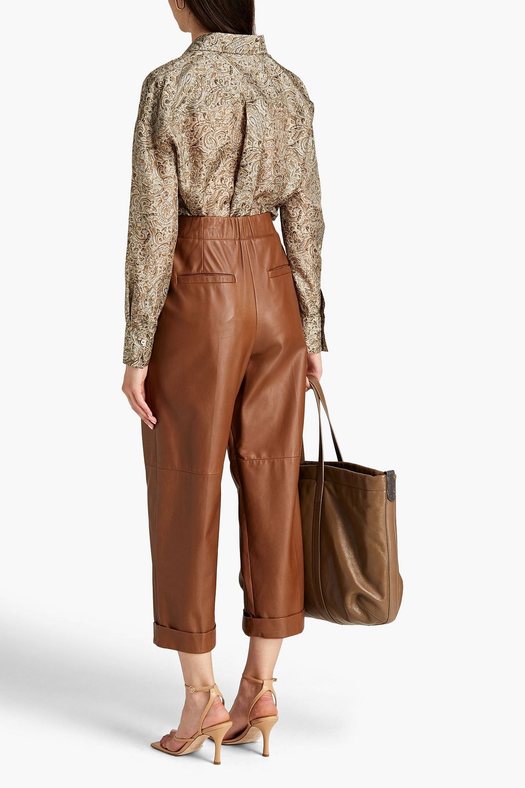 BRUNELLO CUCINELLI Bead-embellished printed silk-habotai shirt