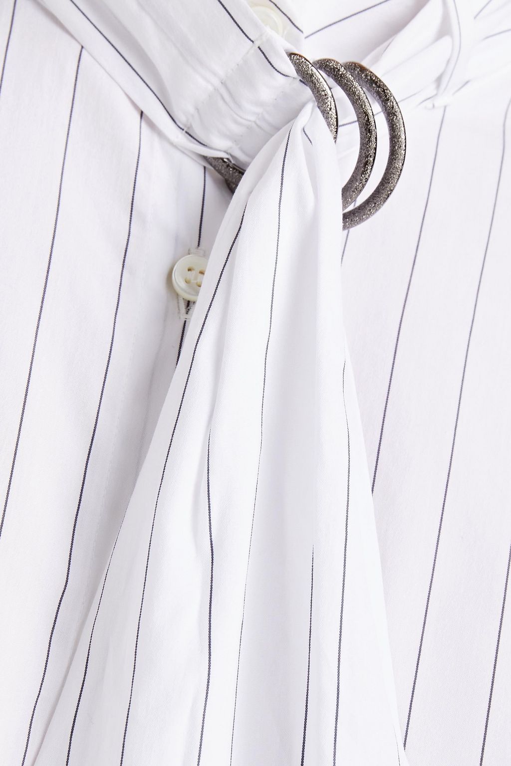 BRUNELLO CUCINELLI Striped cotton and silk-blend poplin shirt