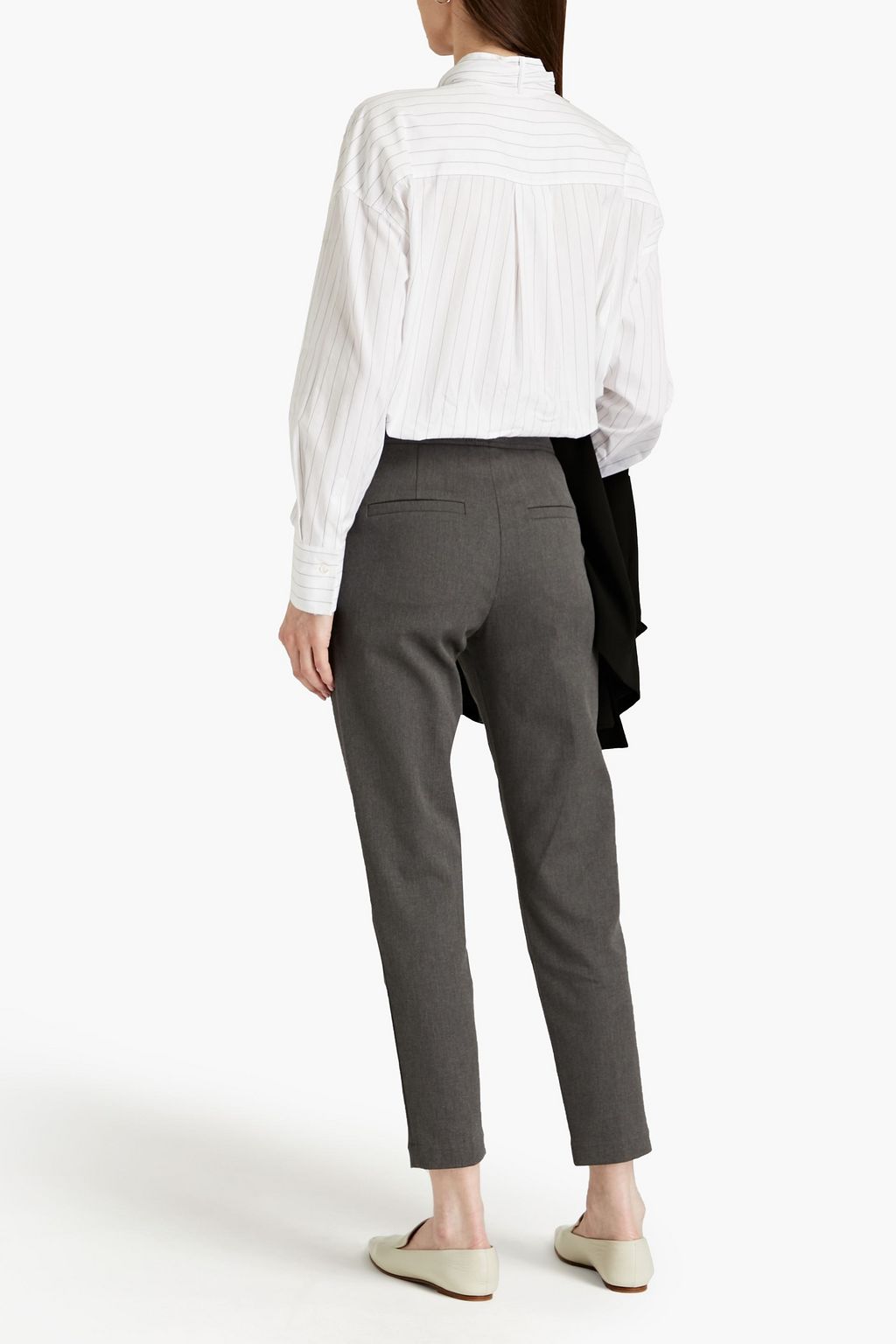 BRUNELLO CUCINELLI Striped cotton and silk-blend poplin shirt