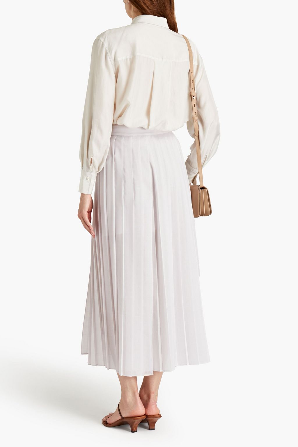 BRUNELLO CUCINELLI Pleated gauze midi skirt
