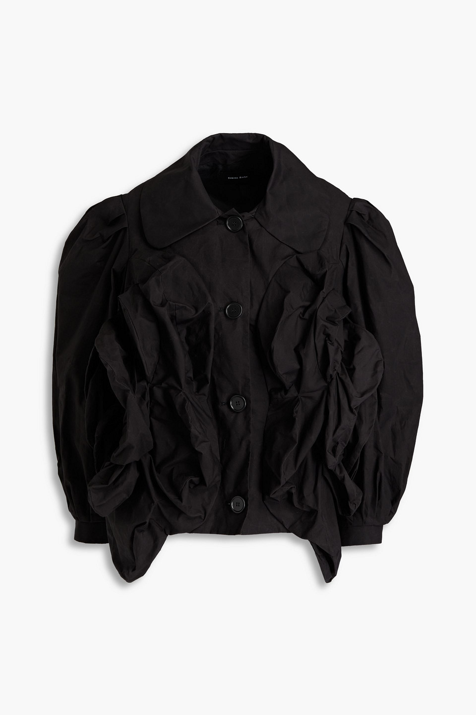 Simone Rocha Ruffled Cotton-canvas Jacket In Black