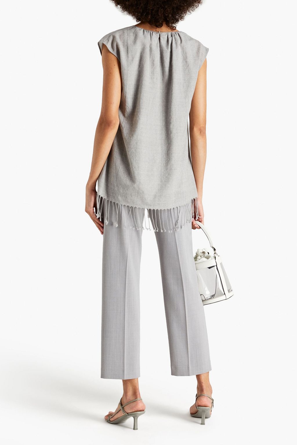 BRUNELLO CUCINELLI Fringed wool-gauze top