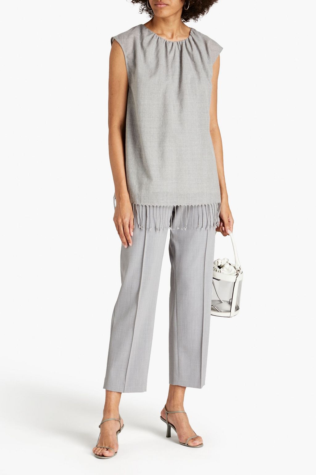 BRUNELLO CUCINELLI Fringed wool-gauze top