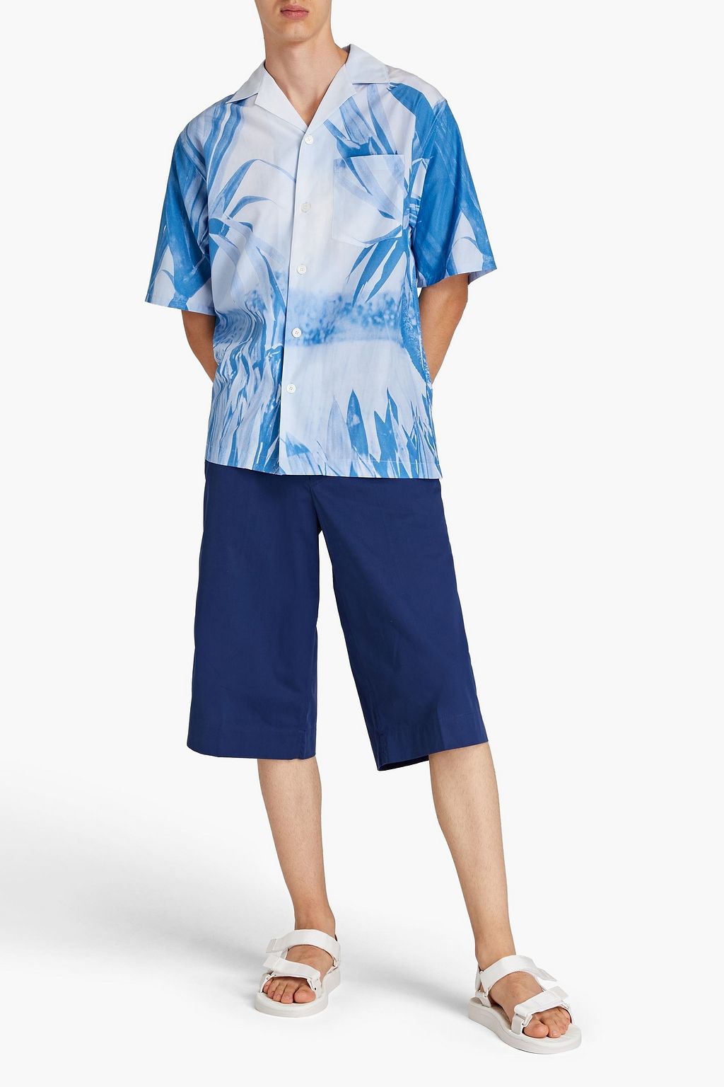 KENZO Printed cotton and silk-blend shirt