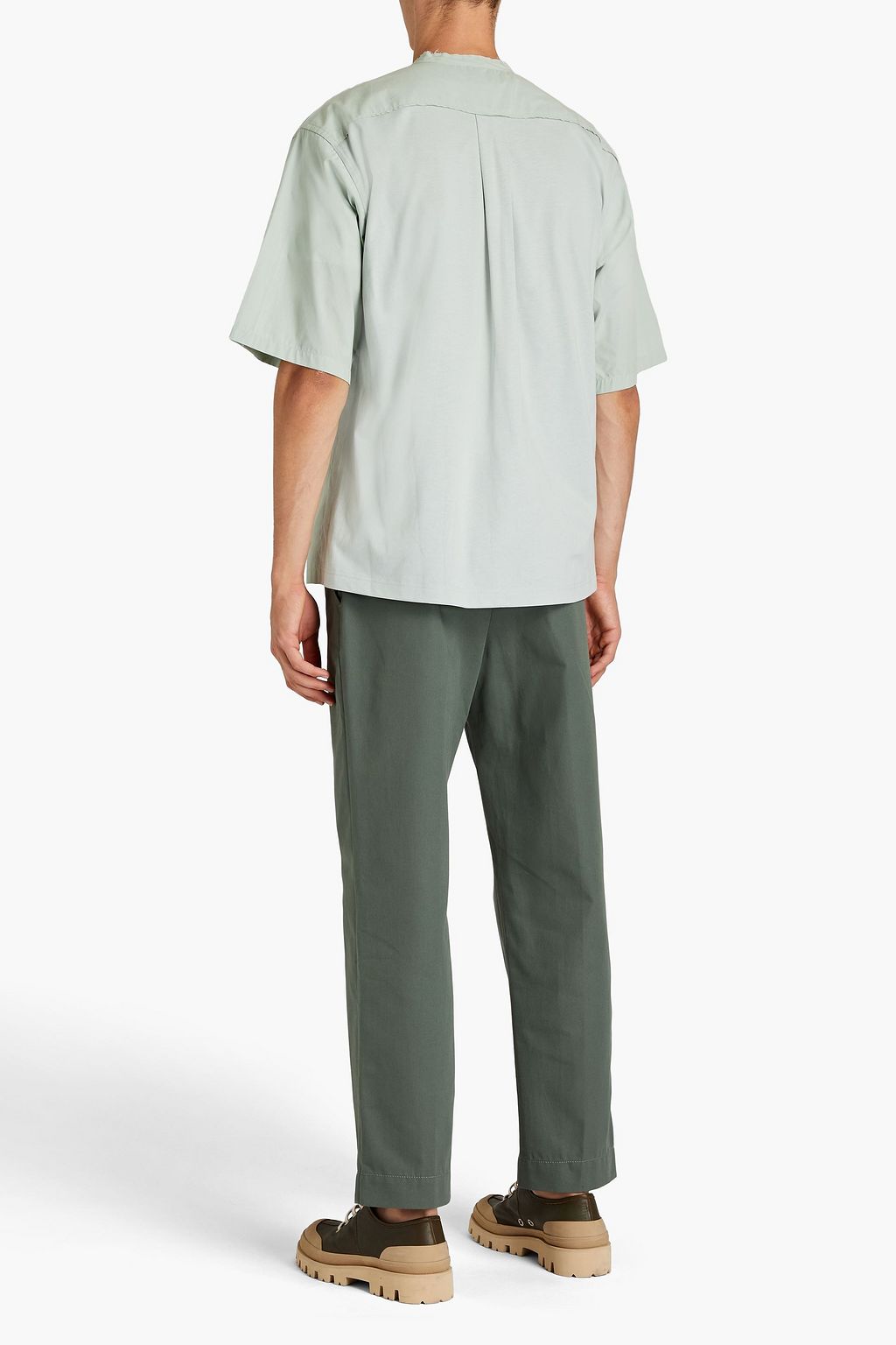 KENZO Jersey-paneled embroidered cotton-poplin shirt