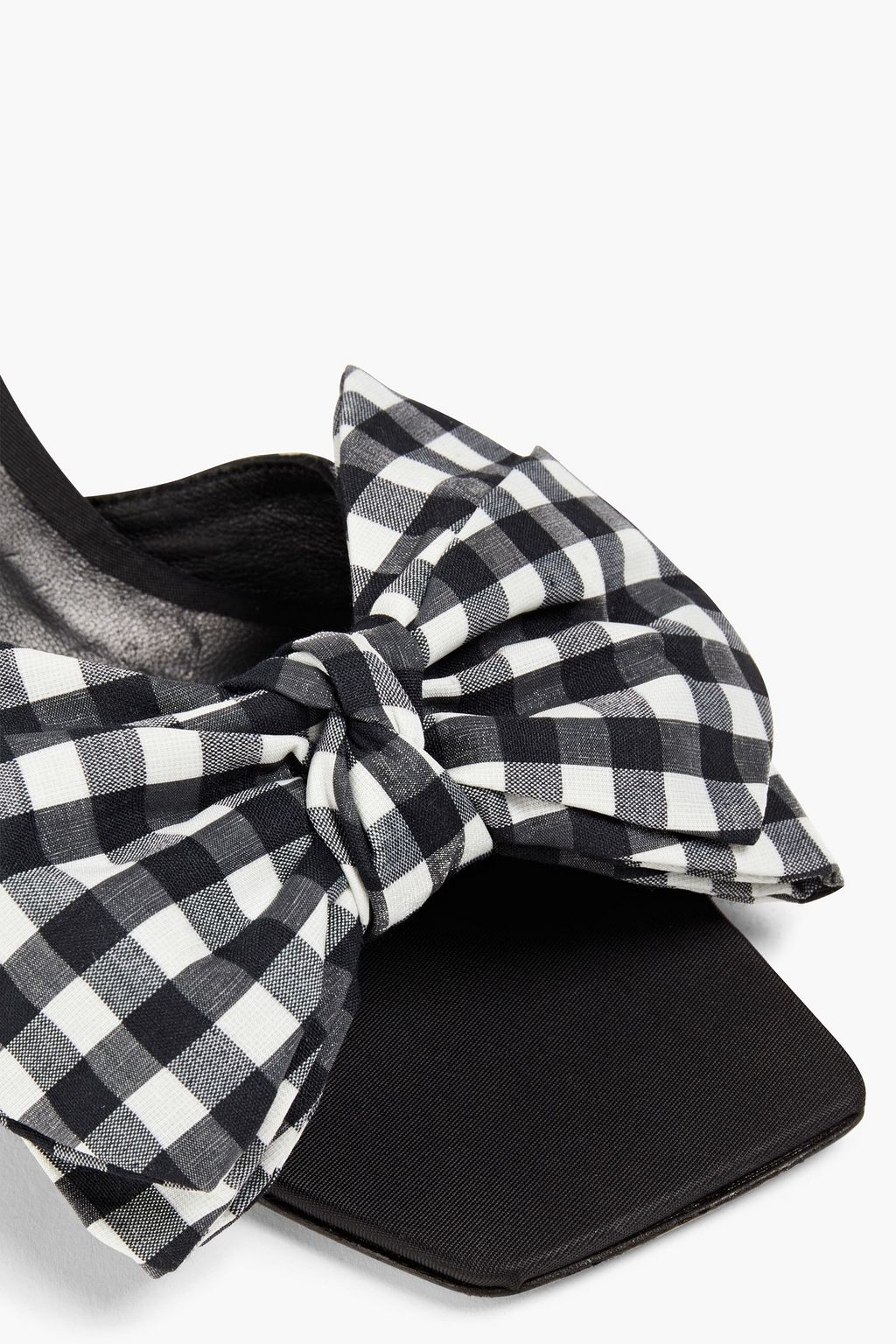 GANNI Bow-embellished metallic gingham taffeta sandals