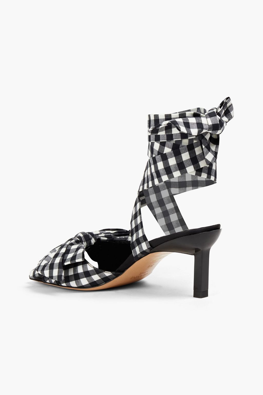 GANNI Bow-embellished metallic gingham taffeta sandals