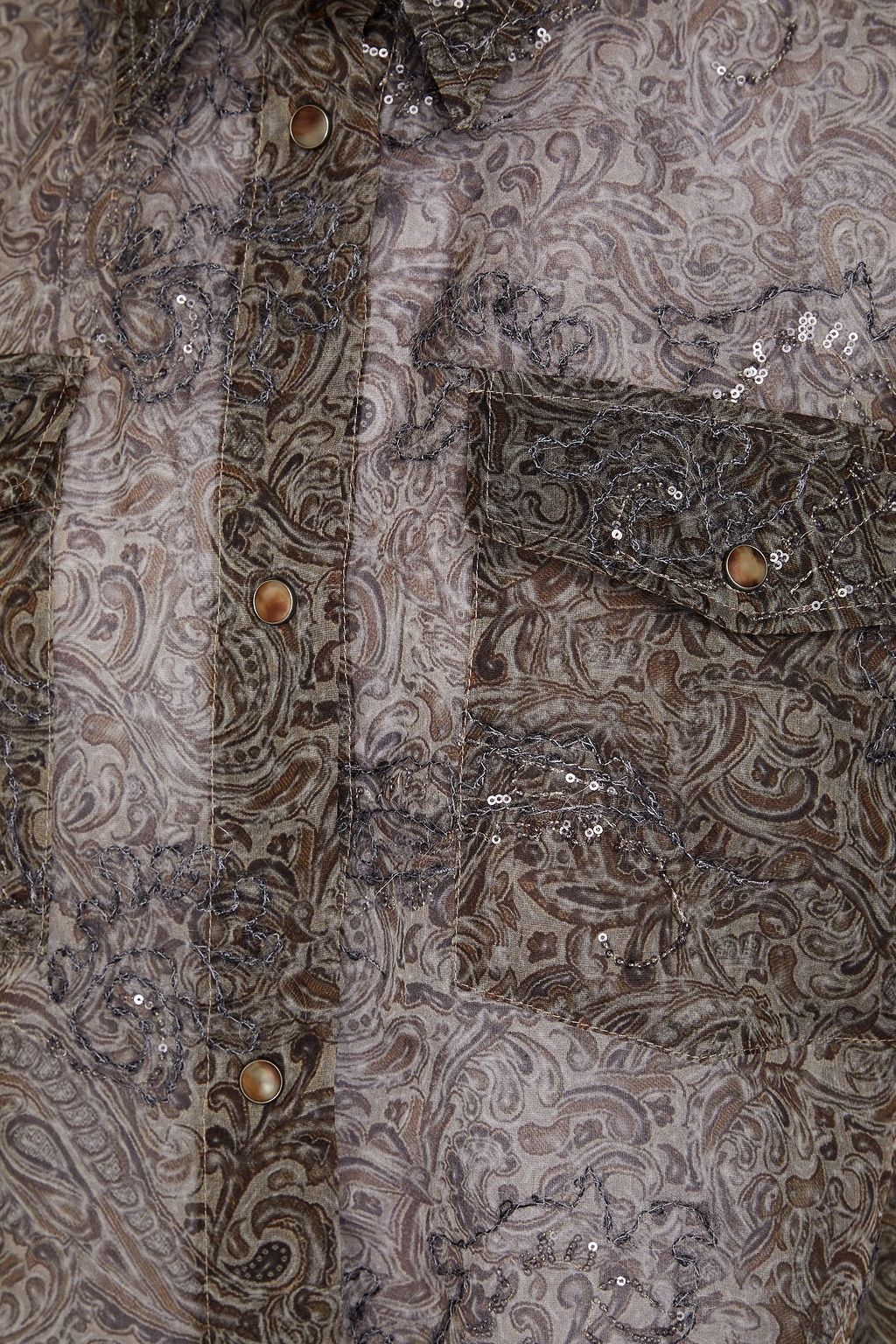 BRUNELLO CUCINELLI Verziertes Hemd aus Seidenorganza mit Paisley-Print