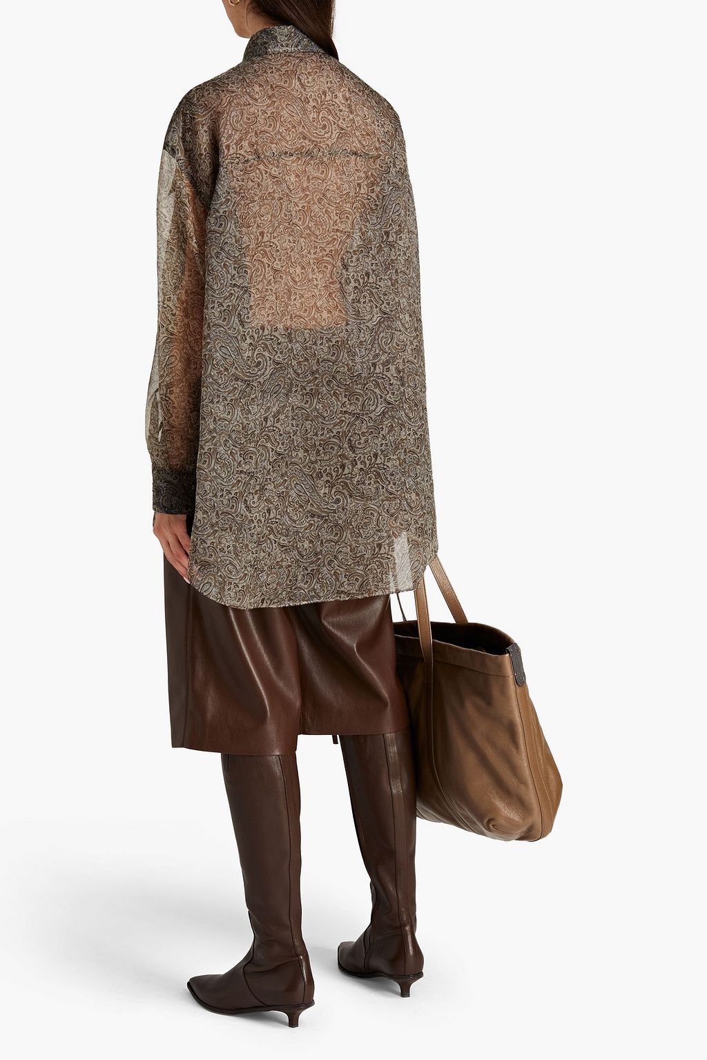 BRUNELLO CUCINELLI Verziertes Hemd aus Seidenorganza mit Paisley-Print