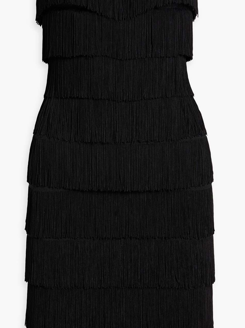 strapless fringed stretch-jersey mini dress