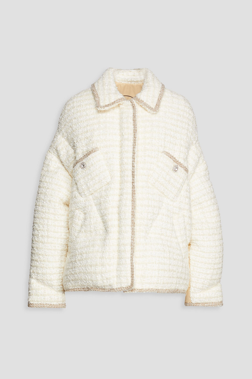 Khrisjoy Oversized Shell-paneled Quilted Tweed Down Jacket In White