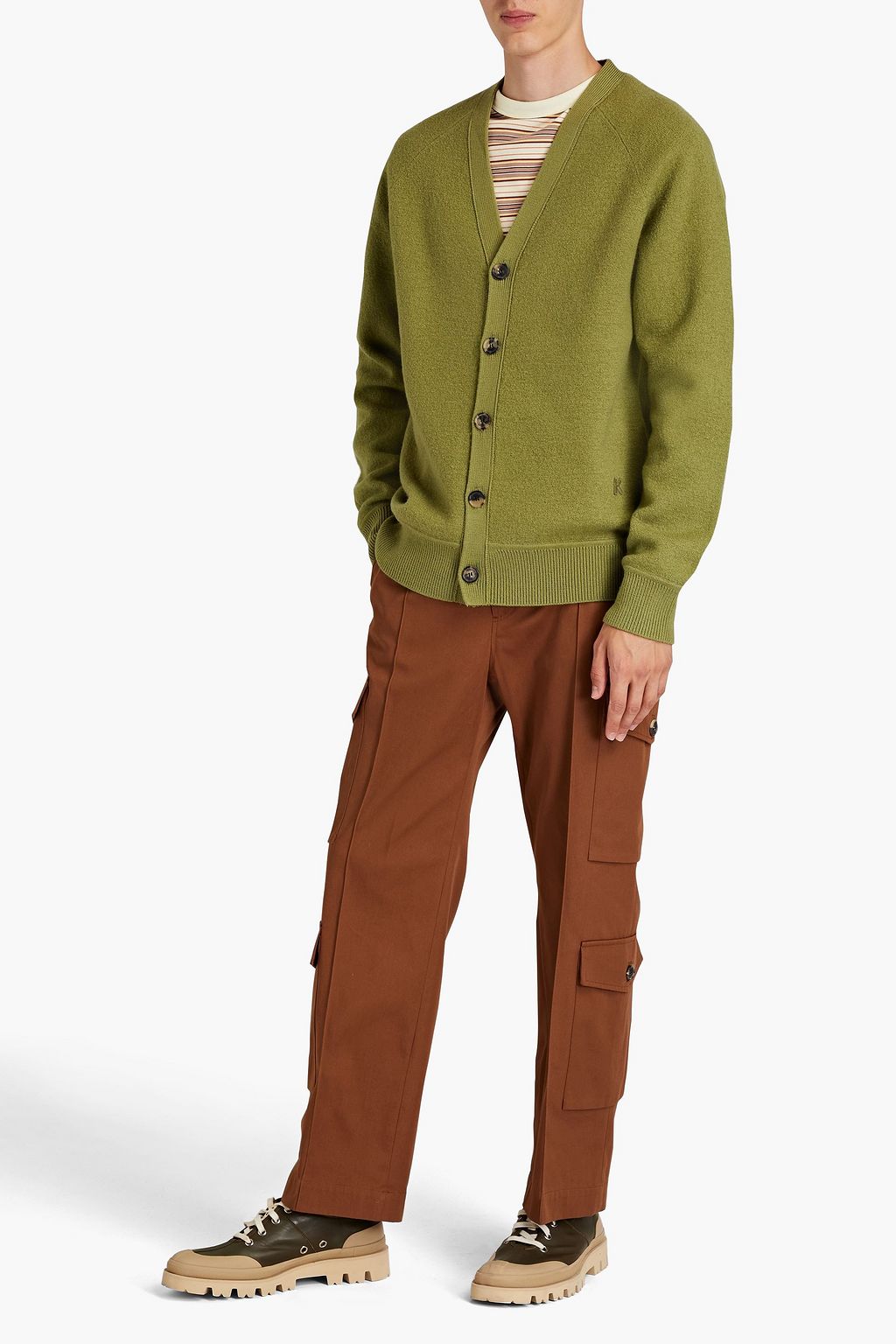 KENZO Logo-appliquéd wool cardigan
