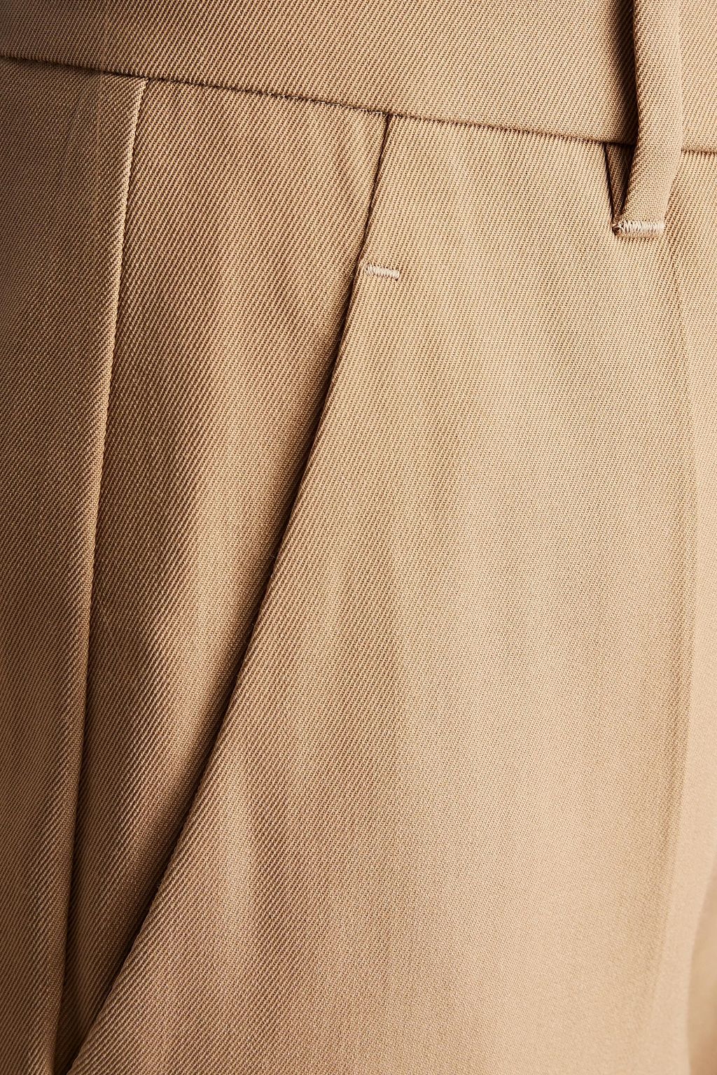 BRUNELLO CUCINELLI Cropped bead-embellished wool and cotton-blend twill straight-leg pants