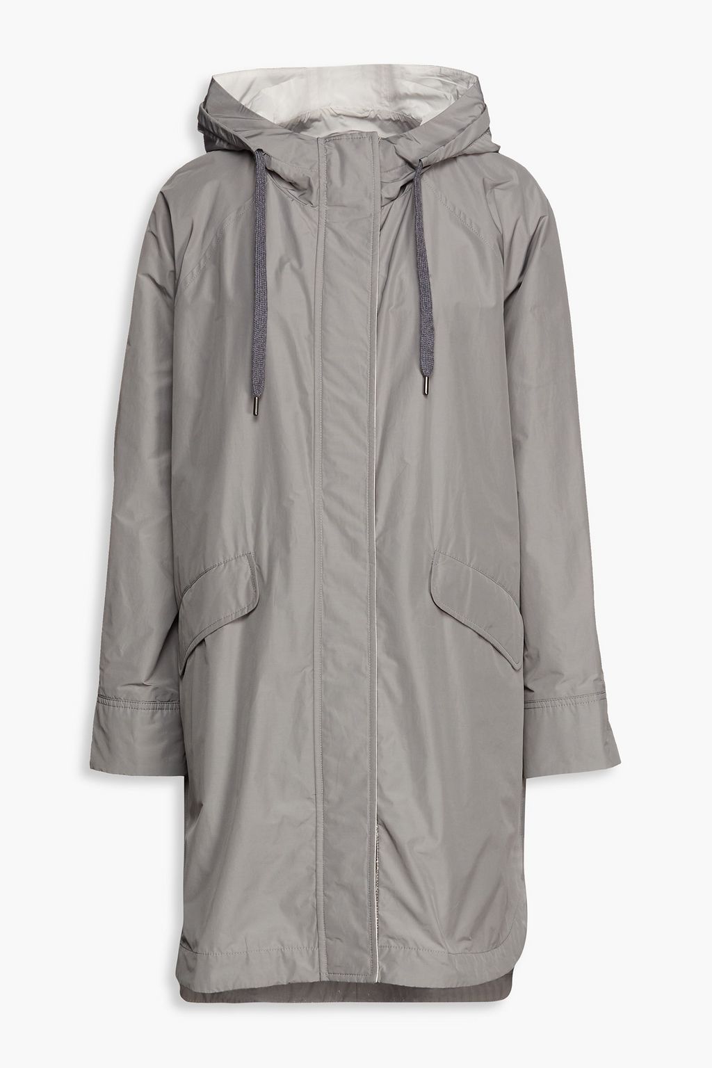 BRUNELLO CUCINELLI Bead-embellished shell hooded raincoat | THE OUTNET