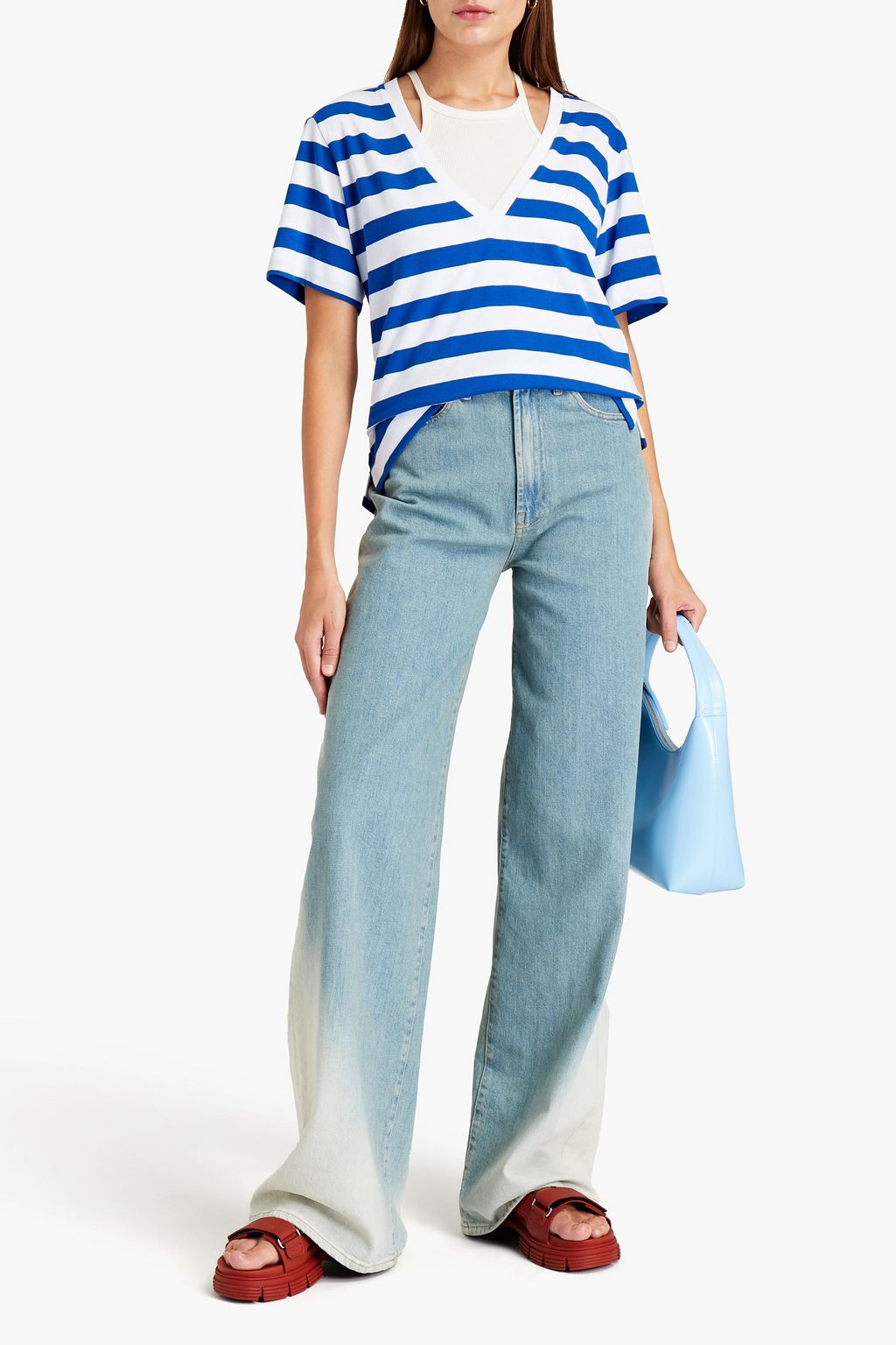GANNI Striped cottonblend jersey Tshirt THE