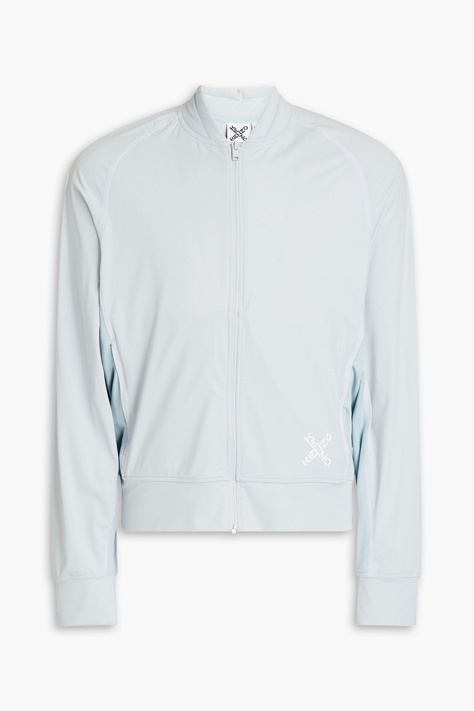 kenzo - mesh-paneled printed stretch-jersey jacket - blue - xs