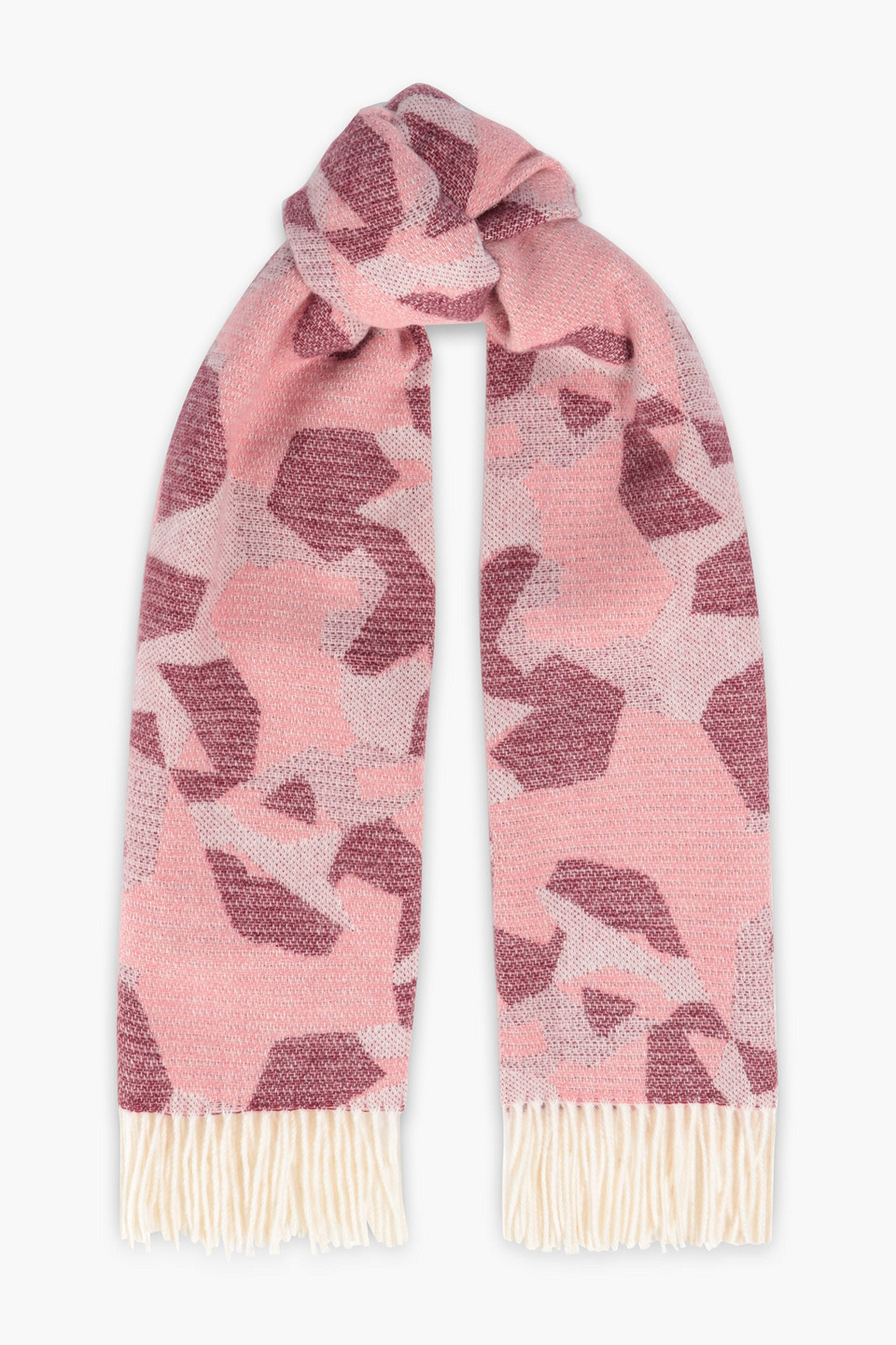 Rag & Bone Fringed Wool-jacquard Scarf In Pink