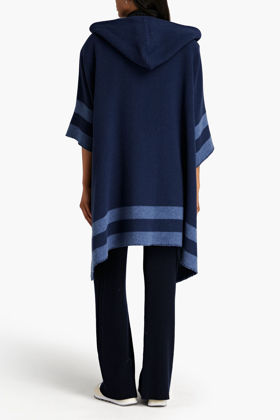 Rag & Bone Rogue Reversible Striped Wool Hooded Poncho In Navy