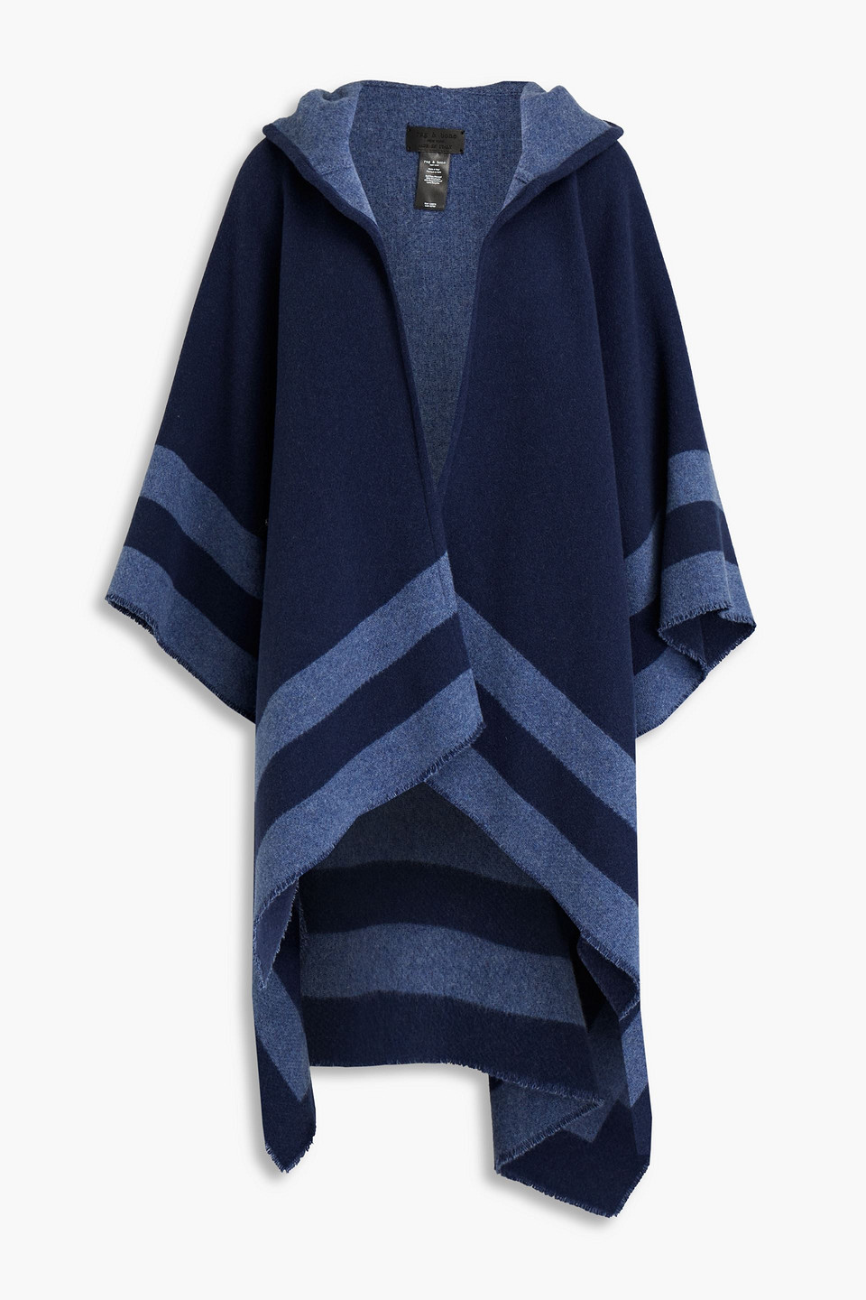 rag & bone - rogue reversible striped wool hooded poncho - blue - onesize