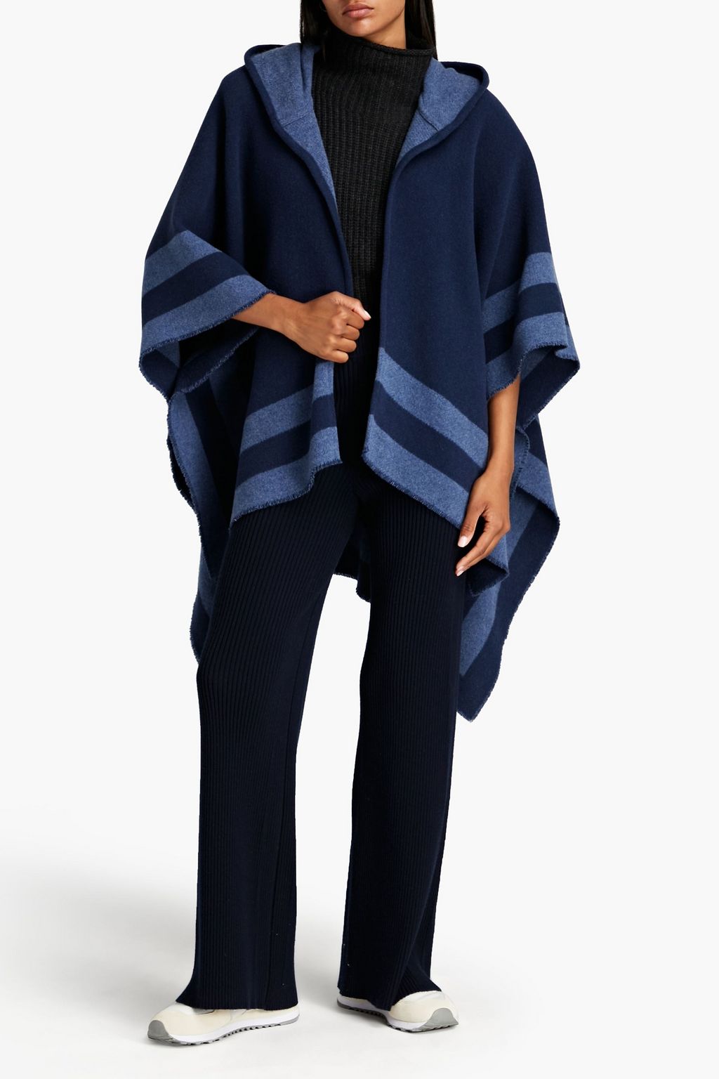 RAG & BONE Rogue reversible striped wool hooded poncho