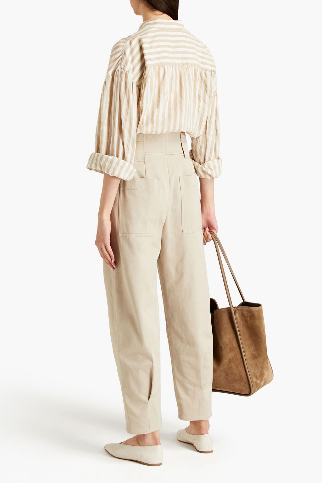 BRUNELLO CUCINELLI Pleated cotton-twill tapered pants