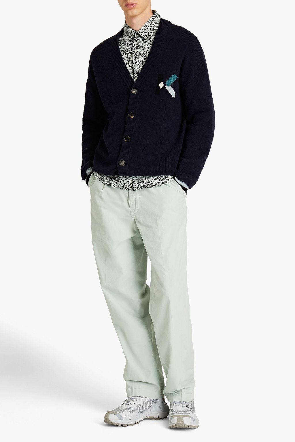 KENZO Pleated cotton chinos