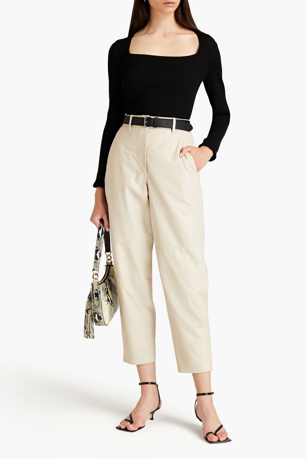 BRUNELLO CUCINELLI Leather tapered pants