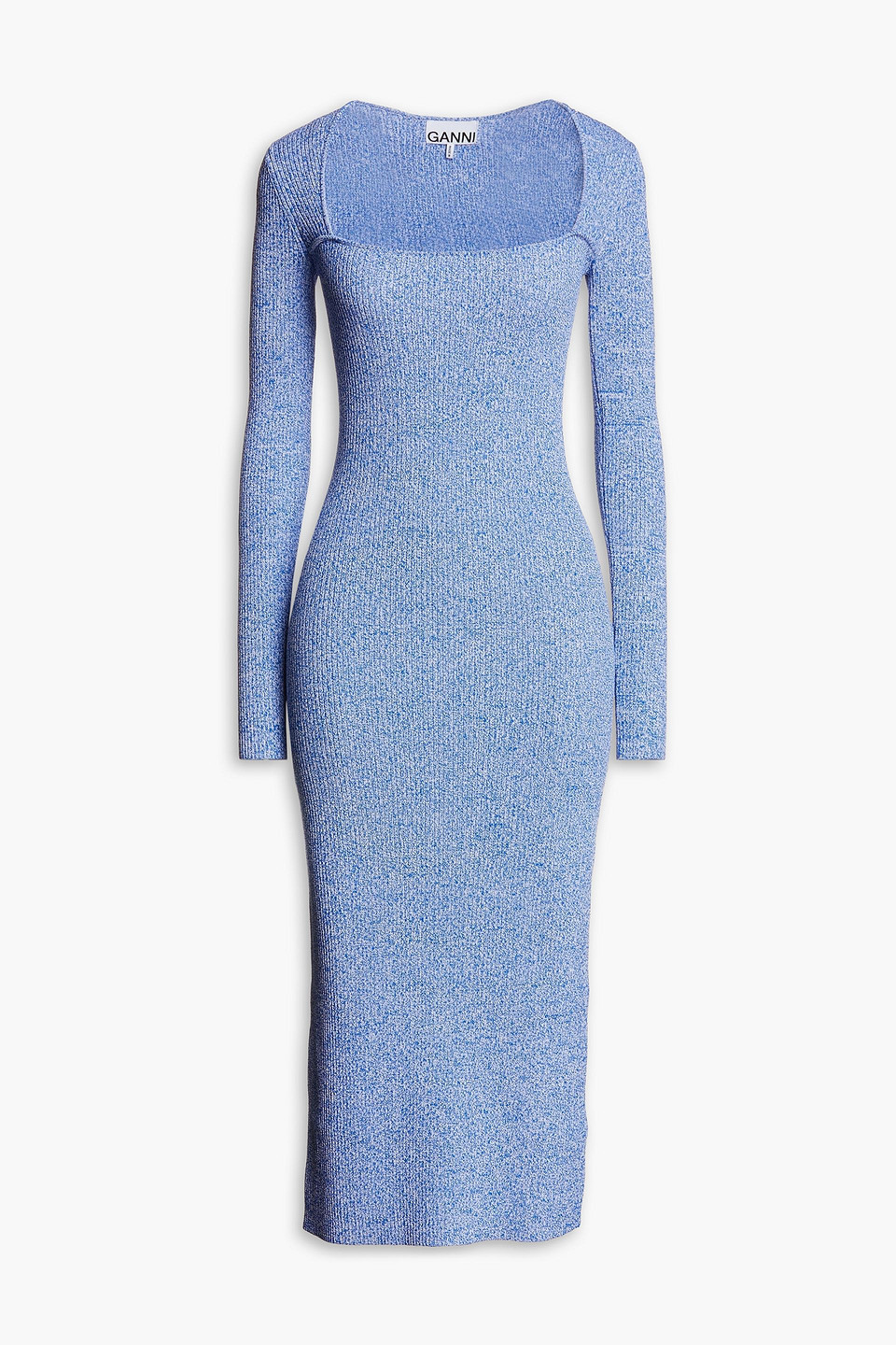 ganni ribbed knit midi dress Ribbed-knit midi dress in brown - Ganni