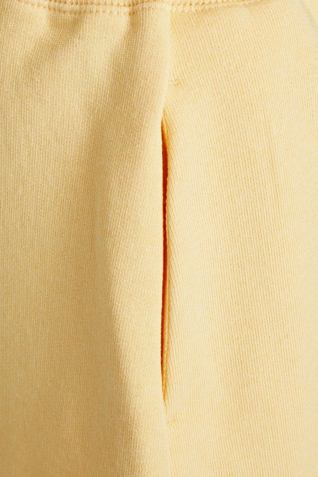 GANNI Embroidered cotton-blend fleece shorts