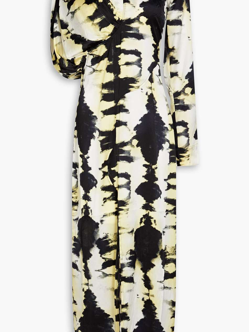 tie-dyed stretch-silk satin midi dress