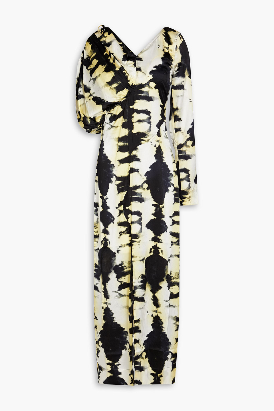 Tie-dyed stretch-silk satin midi dress