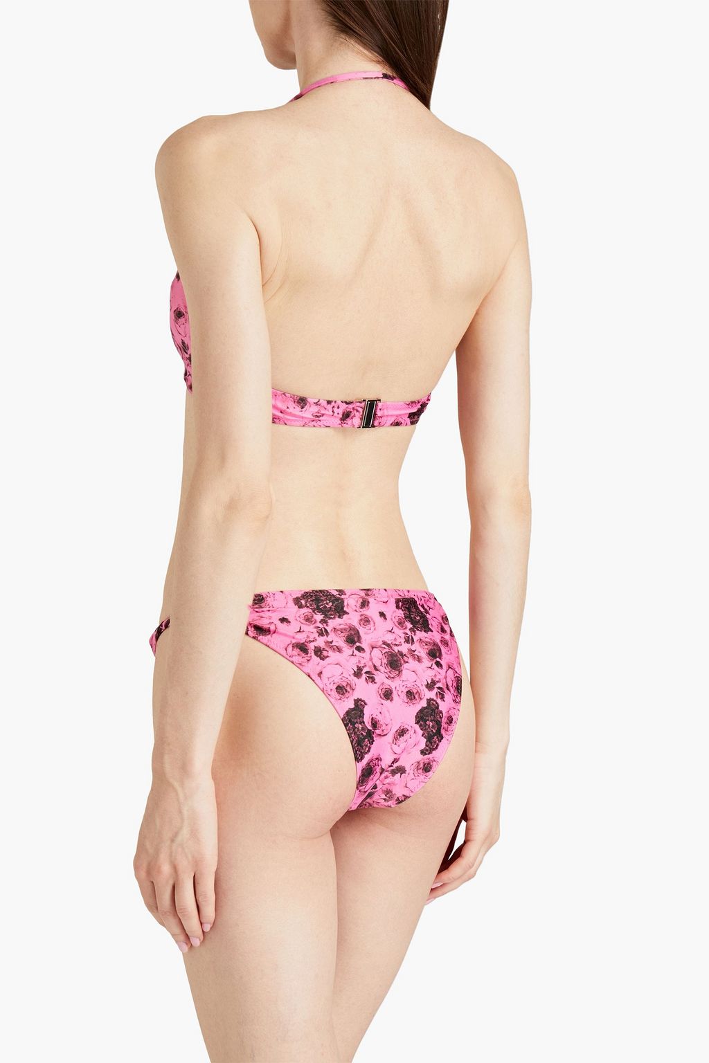 GANNI Twisted floral-print triangle bikini top