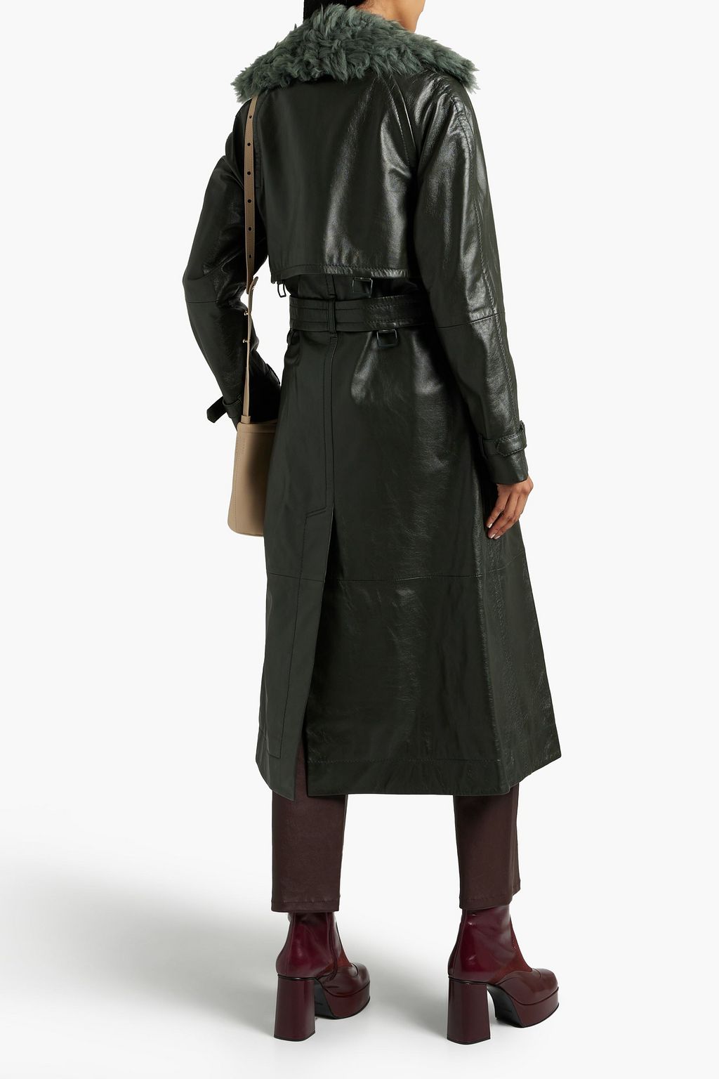 ZIMMERMANN Rhythm shearling-trimmed leather trench coat