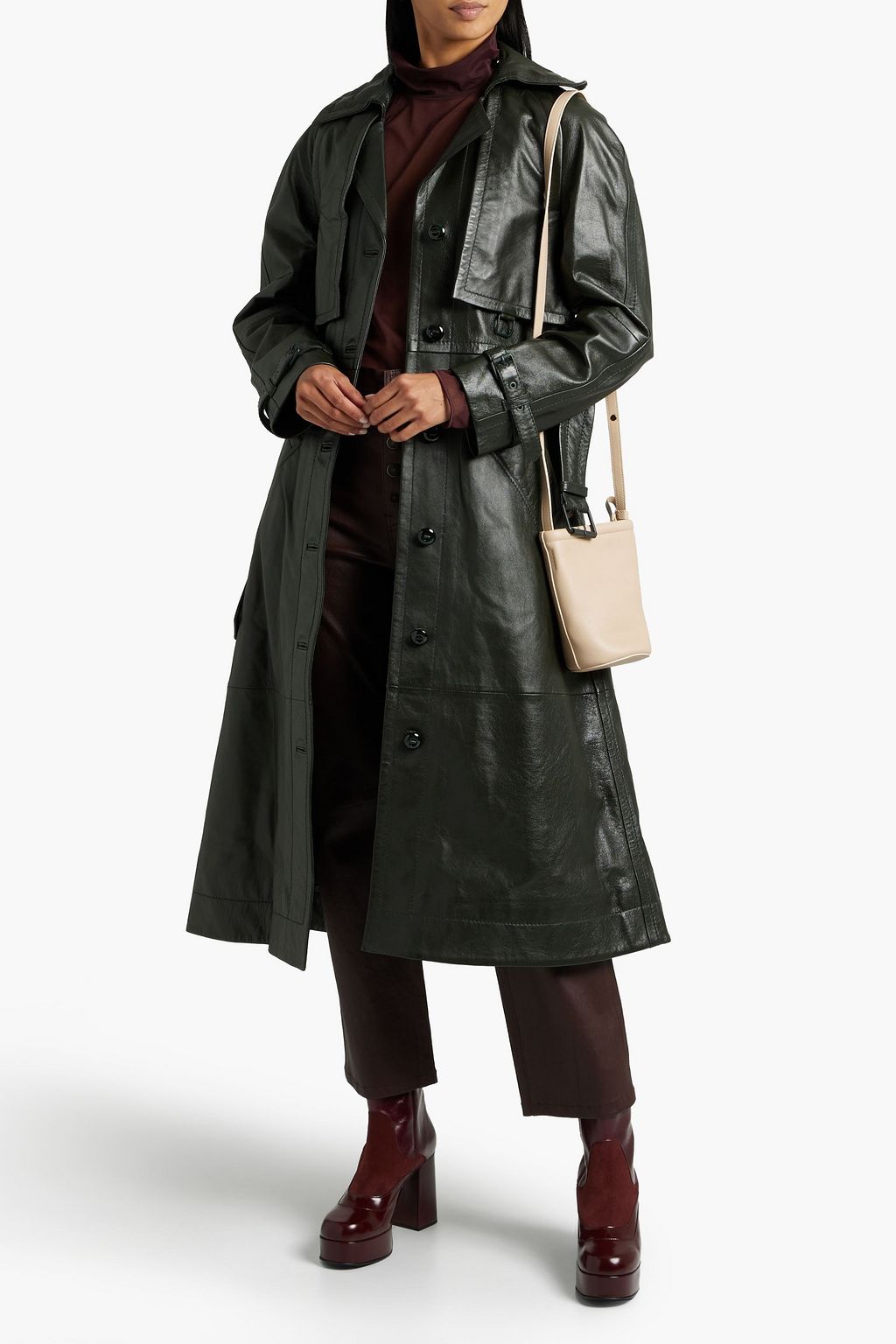 ZIMMERMANN Rhythm shearling-trimmed leather trench coat