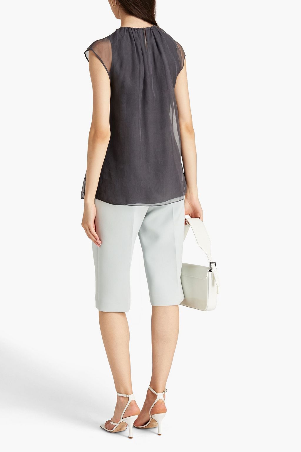 BRUNELLO CUCINELLI Embroidered silk-organza top