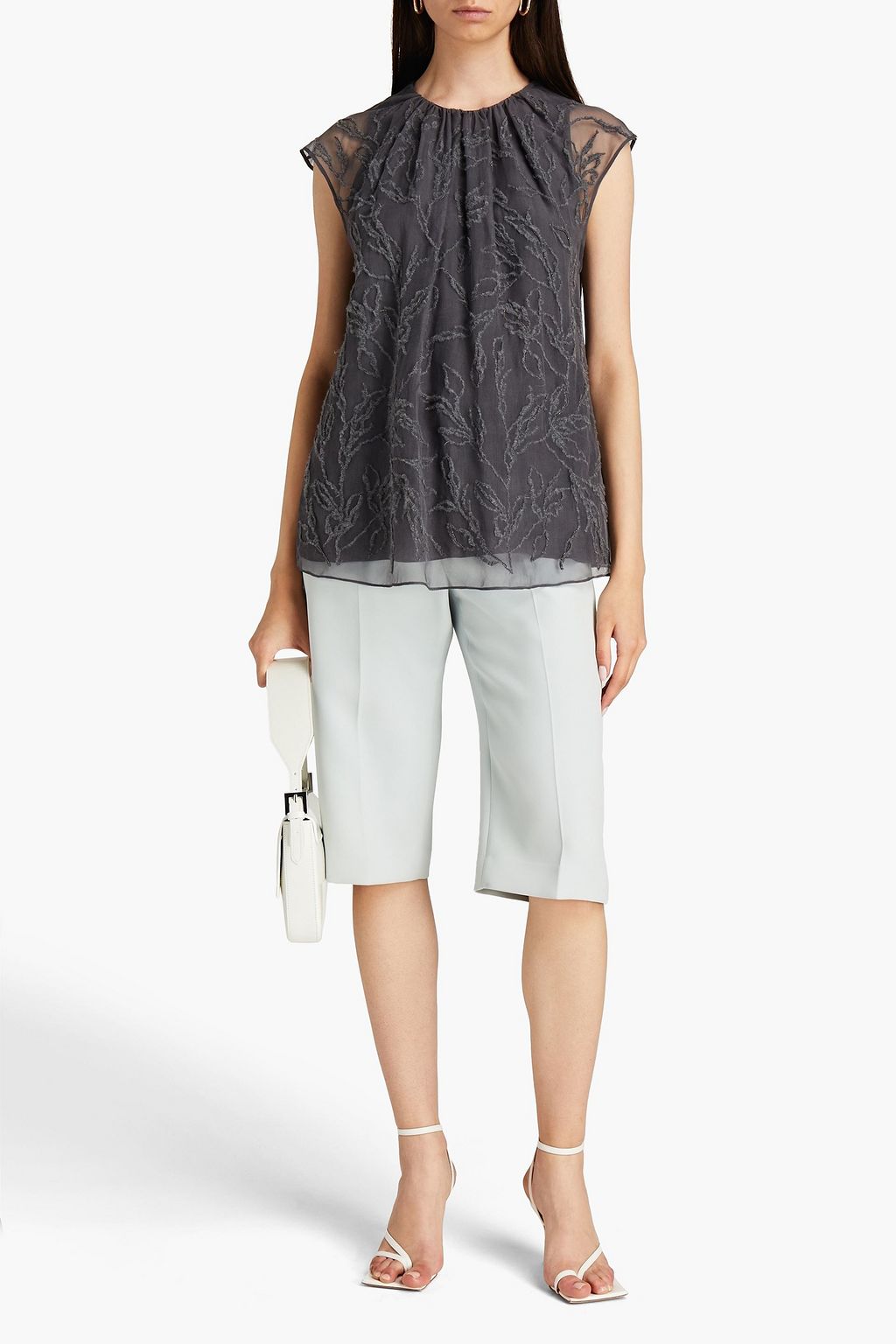 BRUNELLO CUCINELLI Embroidered silk-organza top
