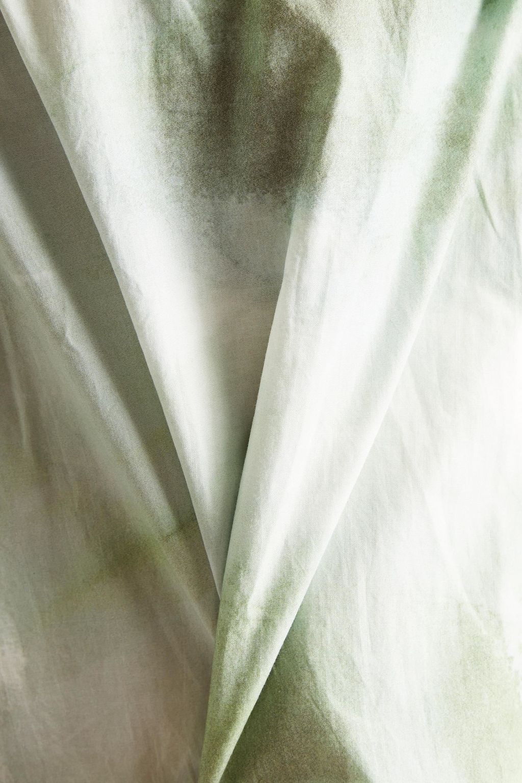 GANNI Gathered tie-dyed organic cotton-poplin midi skirt
