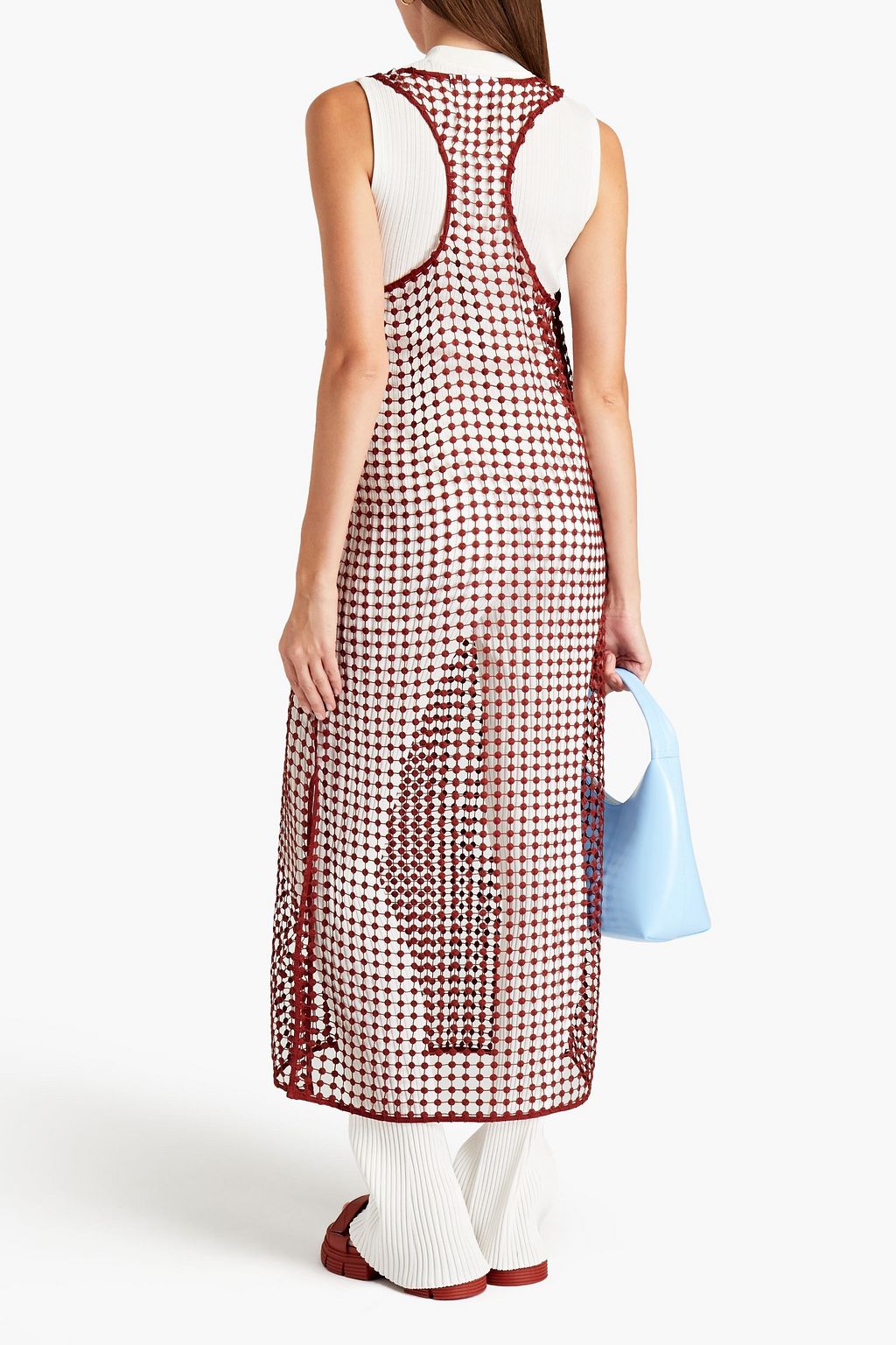 GANNI Madder fishnet midi dress