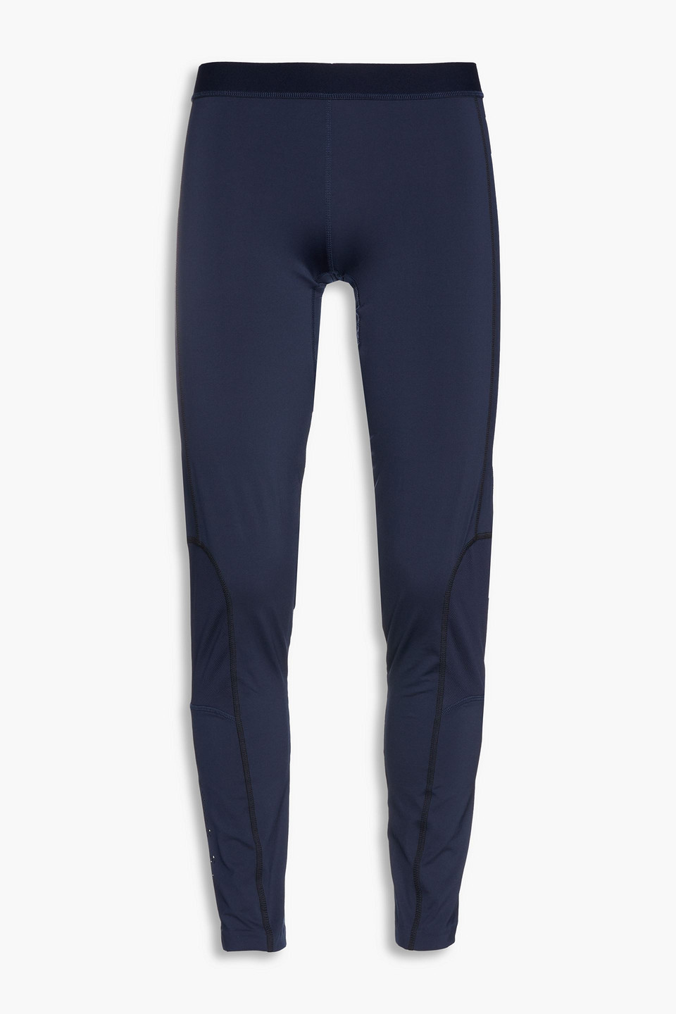 Kenzo Mesh-paneled Logo-print Stretch-jersey Tights In Navy