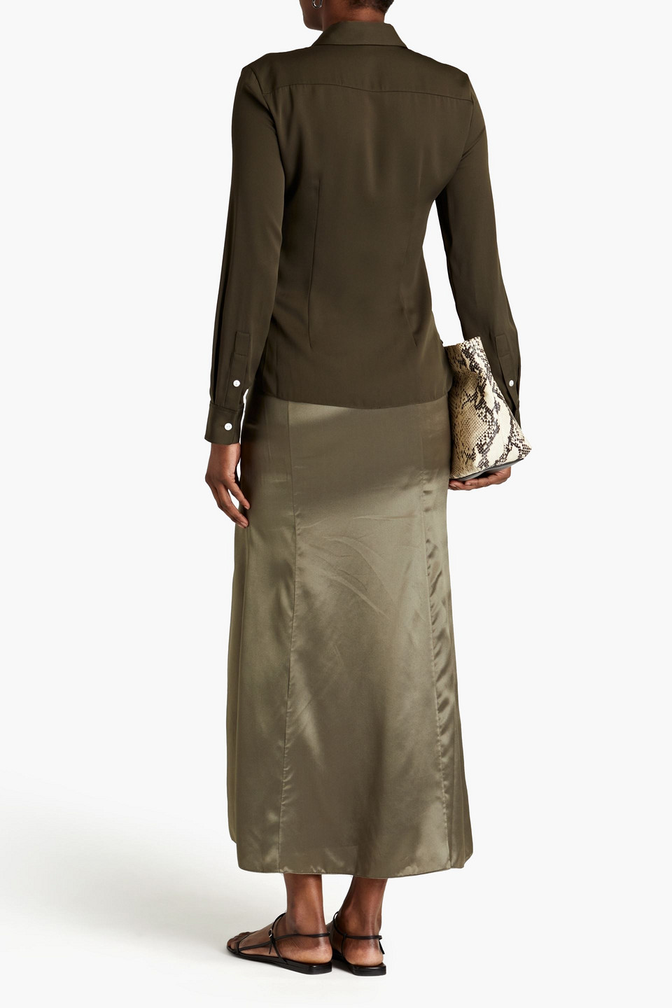  Bite Studios - Silk-satin Midi Skirt - Green - Uk 6 