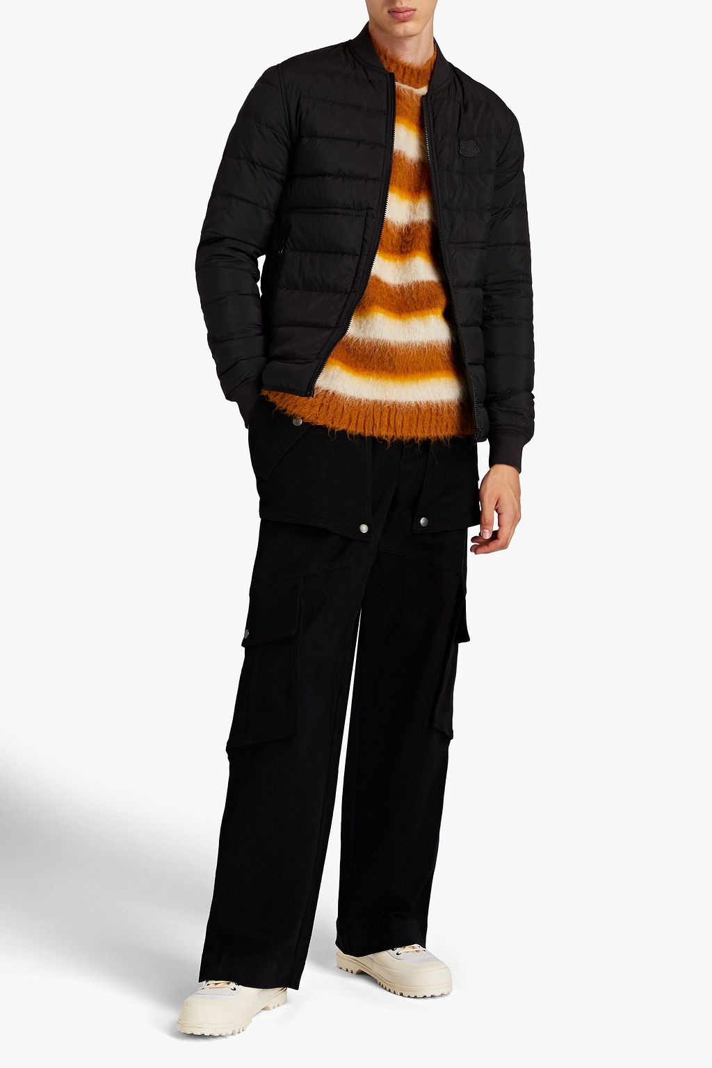 KENZO Logo-appliquéd quilted shell down jacket