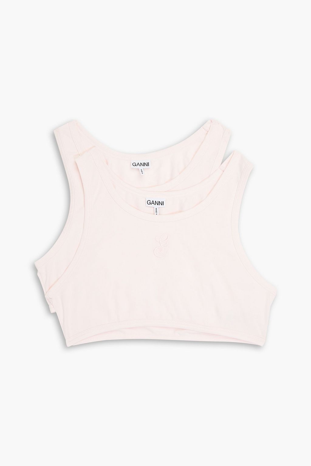 GANNI Embroidered organic cottonblend jersey bralette THE