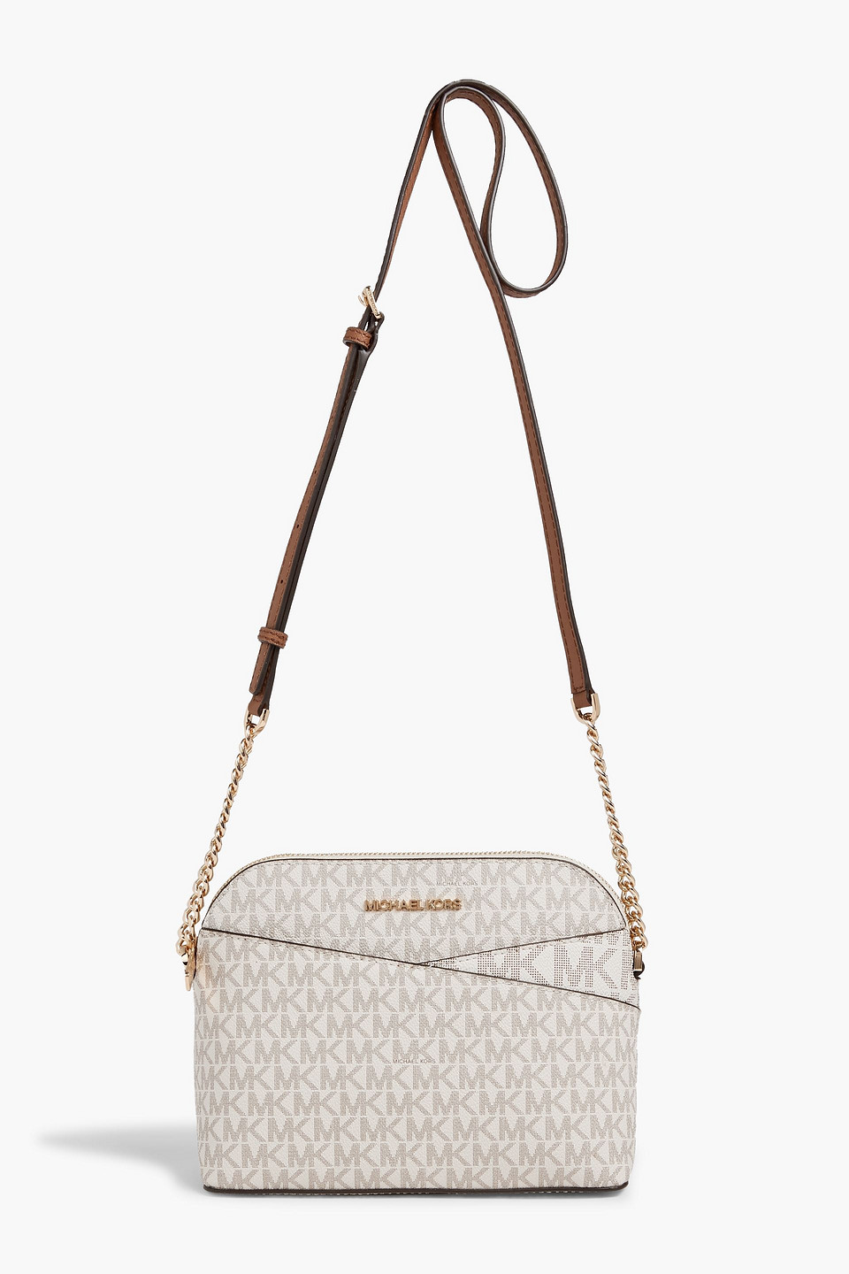 michael michael kors - jet set travel logo-print coated-canvas shoulder bag - white - onesize