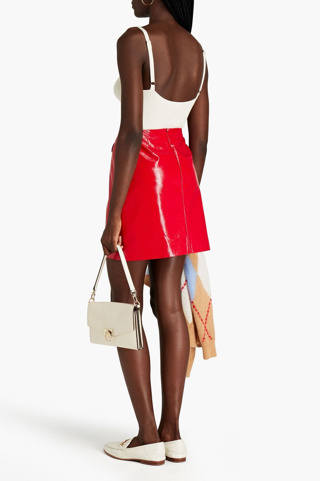 ALEXACHUNG Faux patent-leather mini skirt