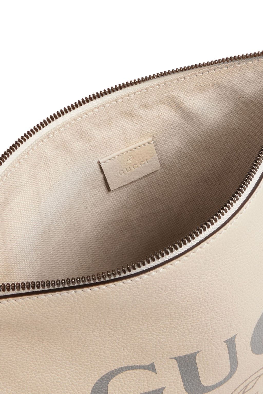 GUCCI Printed pebbled-leather pouch