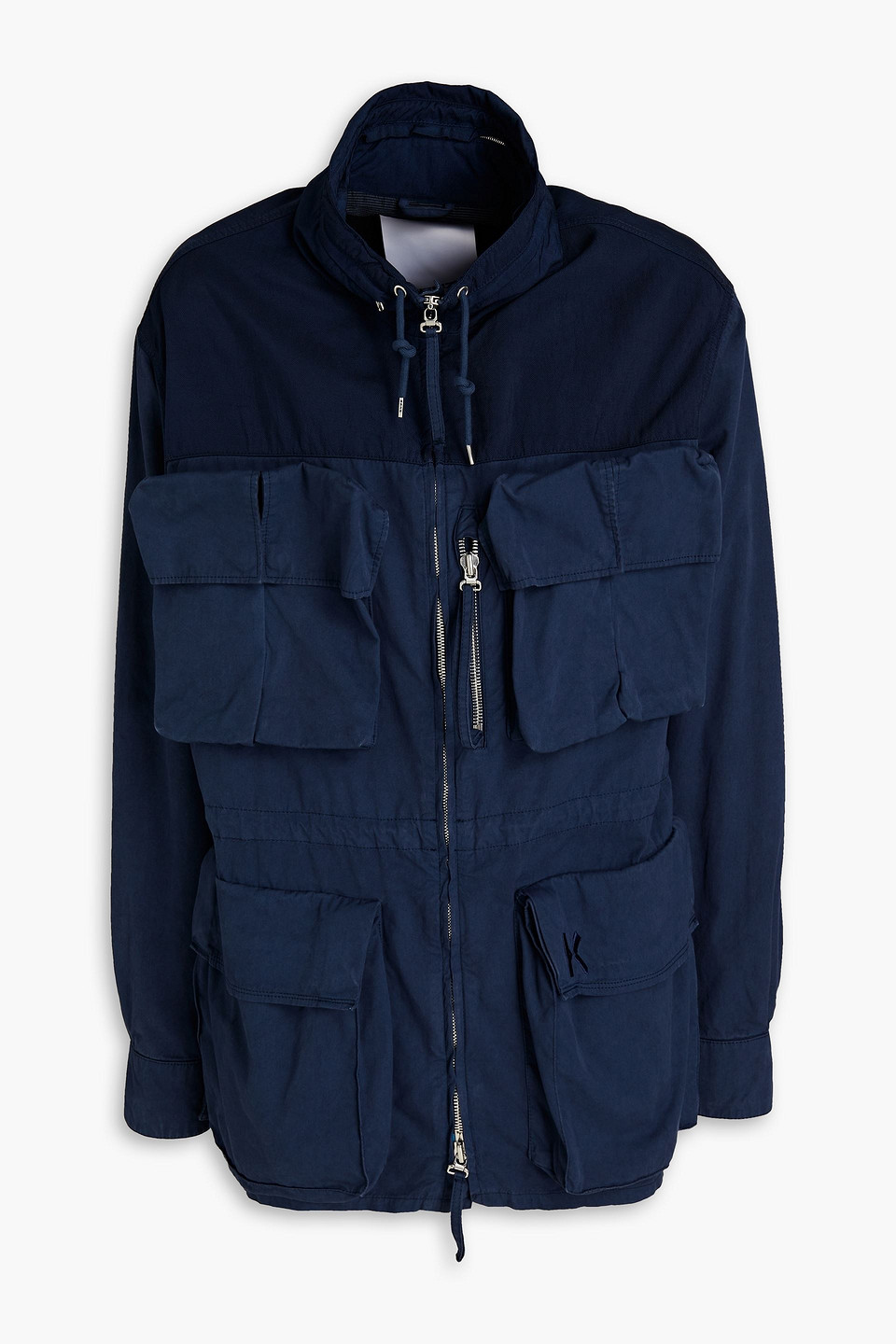 Kenzo Cordura-paneled Cotton-gabardine Parka In Navy