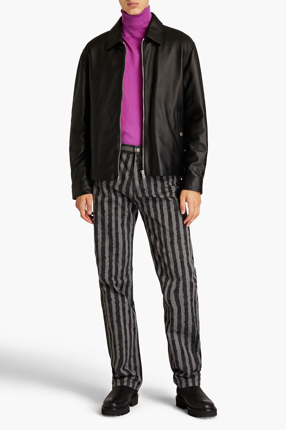 Kenzo X Kansai Yamamoto Man Striped Denim Jeans In Grey