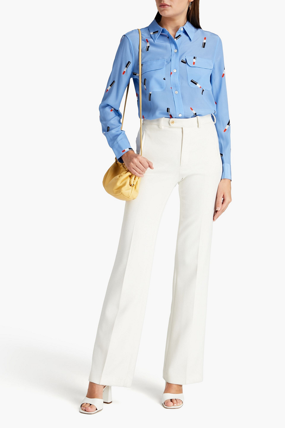 Equipment Printed Silk-crepe De Chine Shirt In Light Blue