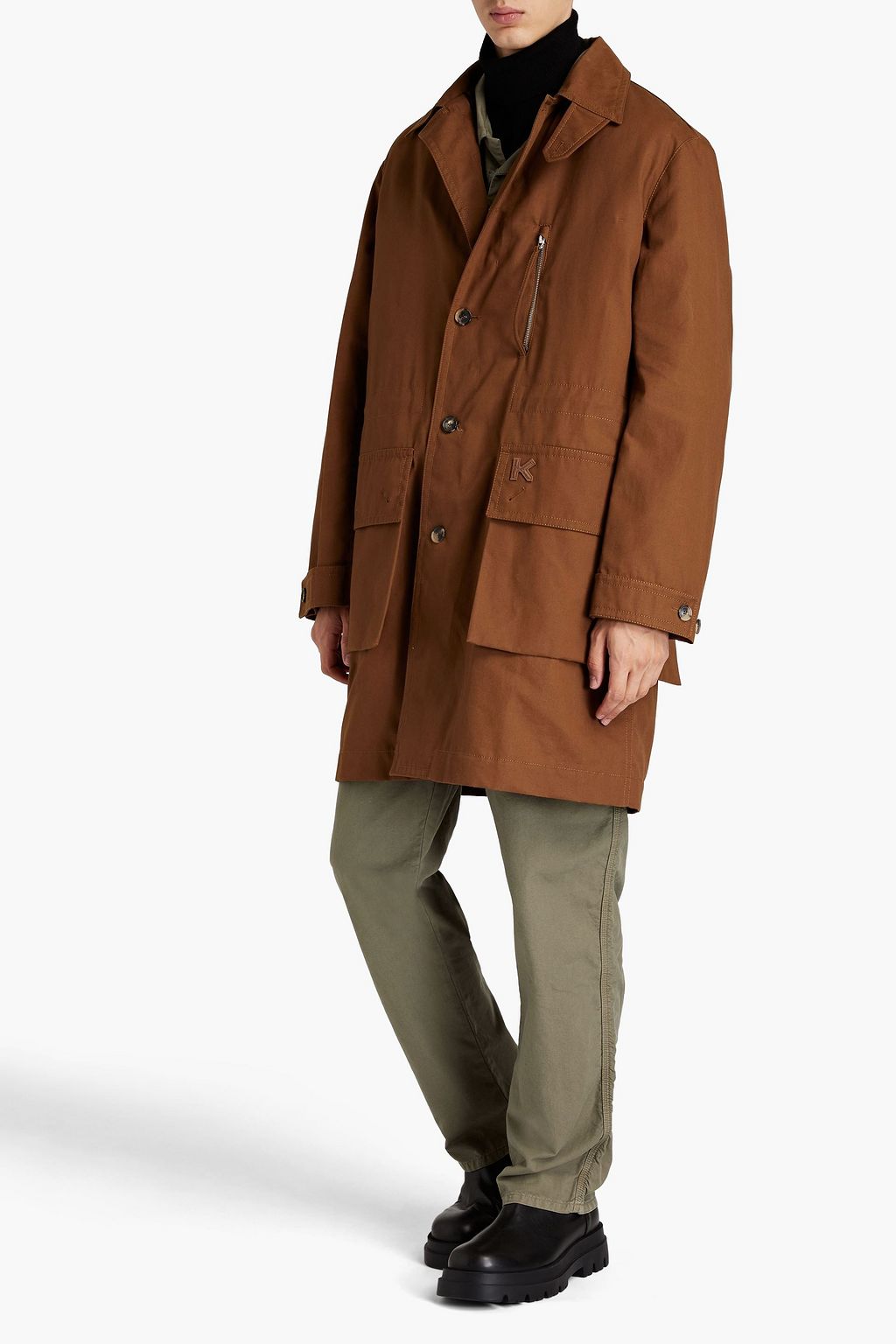 KENZO Trenchcoat aus Baumwoll-Canvas mit Logoapplikation
